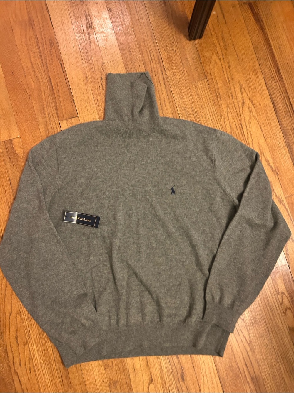 Ralph Lauren Gray Turtleneck Sweater with Polo Logo